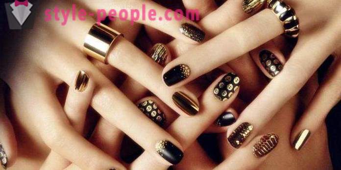 Moda manicure ouro: fotos e idéias