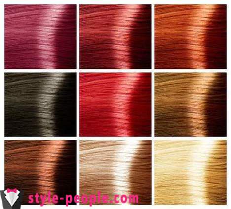 A paleta de cores de cabelo 