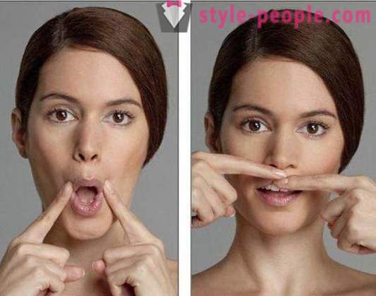 Feysbilding rosto: antes e depois. Ginástica enfrentar: exercício