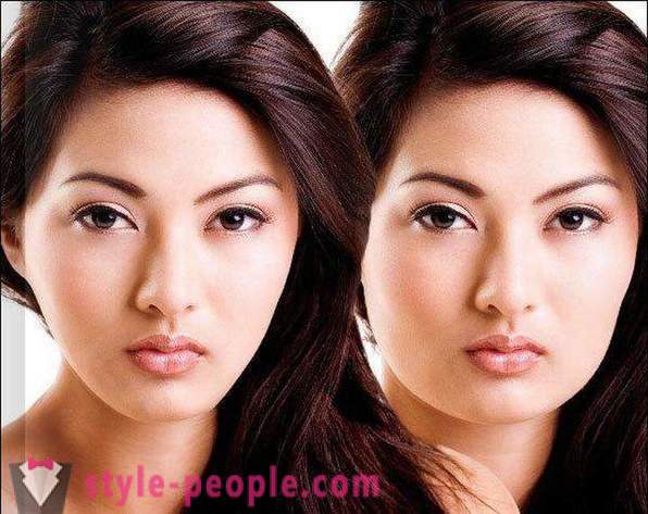 Feysbilding rosto: antes e depois. Ginástica enfrentar: exercício